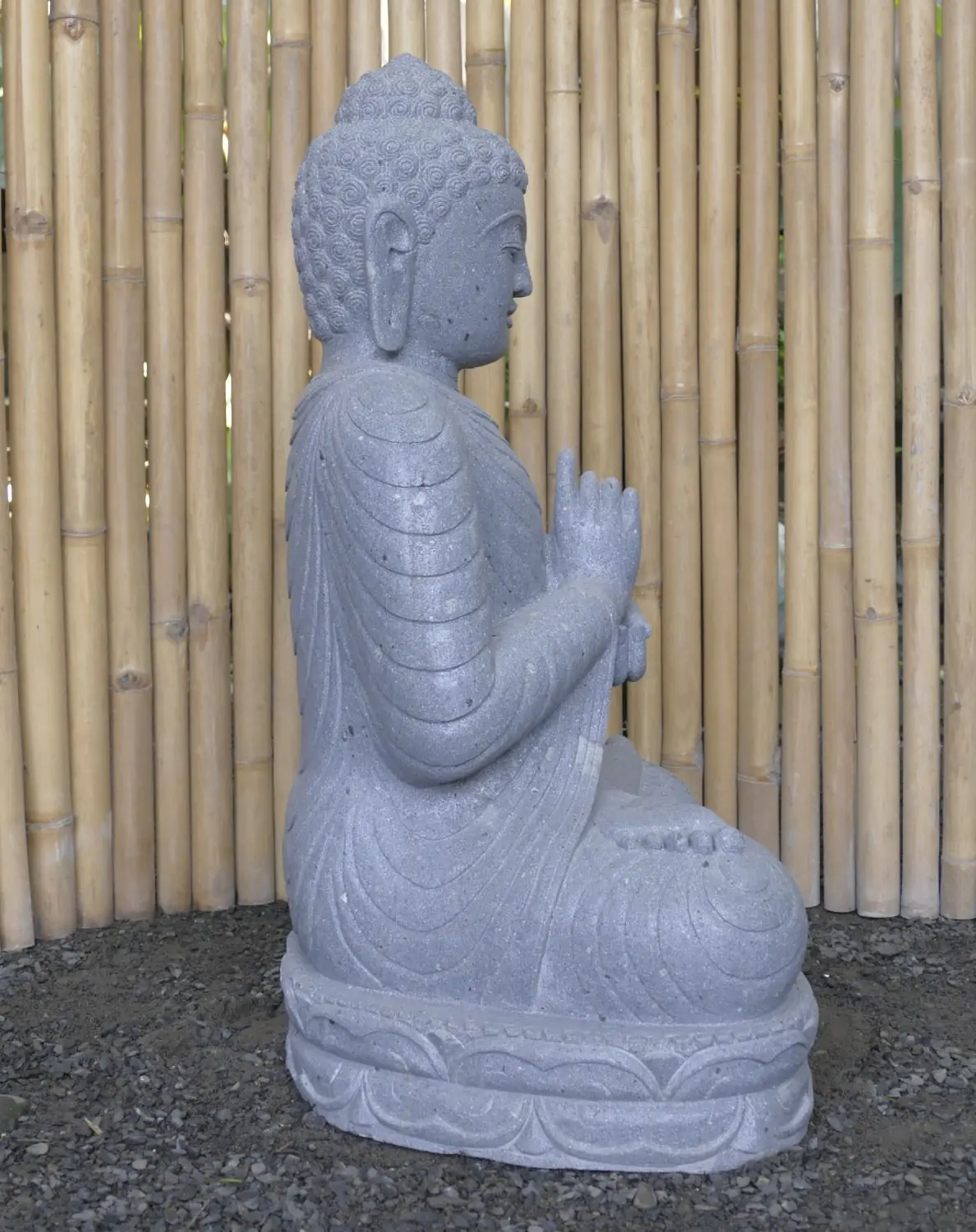  Product image 9 of the product “Seated Buddha, position Dharmachakra, 67 x 47,5 x 98 cm, riverstone grey ”